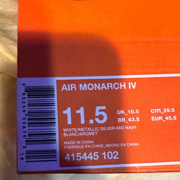 Mens Nike Air Monarch IV White Blue Silver Black Tennis Shoe Sneakers 11.5 D - Picture 9 of 11